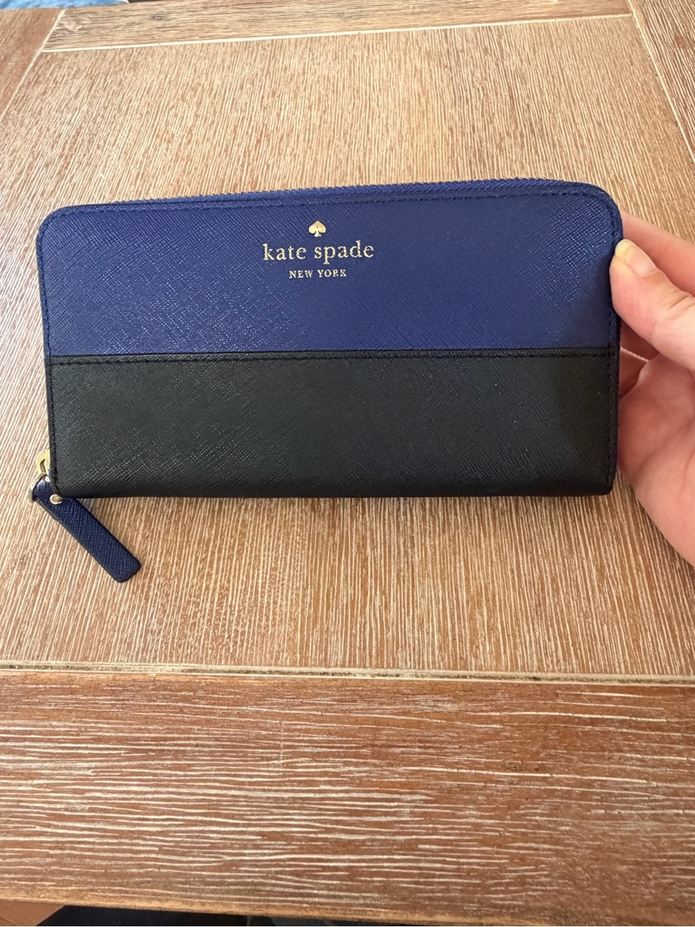 kate spade Two-Tone Blue and Black Zip Wallet